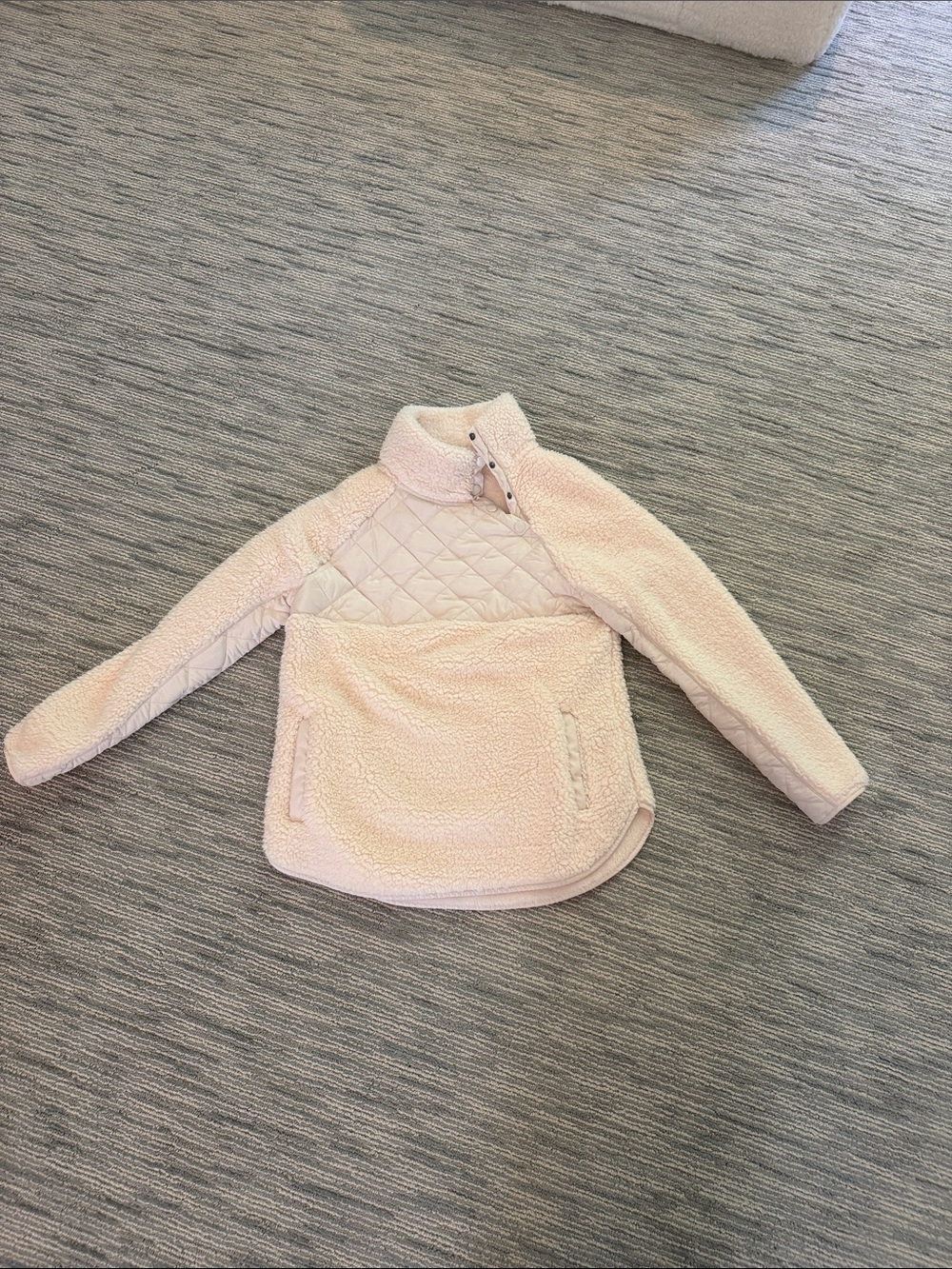 Cozy Quilted Sherpa Pullover in Cream